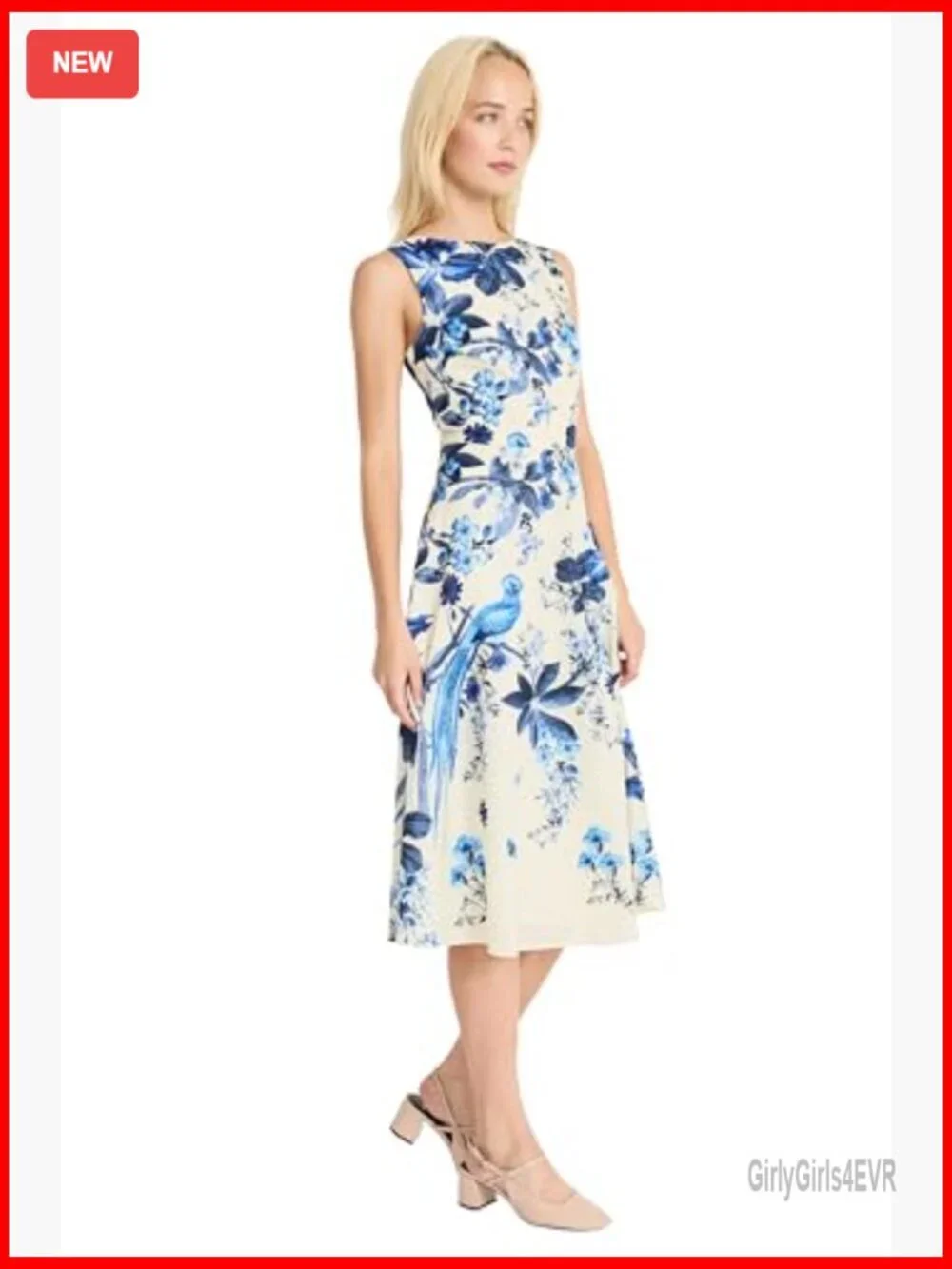 Fit and flare sleeveless midi dress with A-line silhouette for weddings - Picture 2 of 4